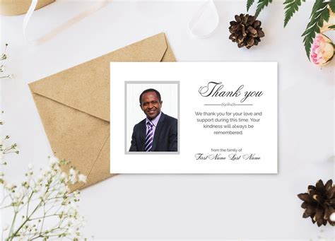 Modern Funeral Thank You Card Template. Personalized Memorial | Etsy