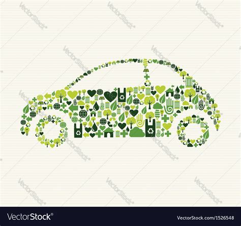 Green car with icons Royalty Free Vector Image