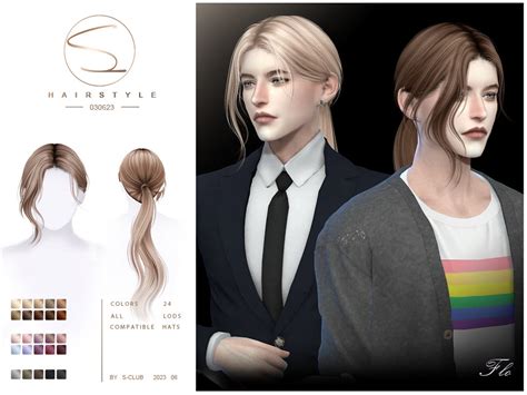 The Sims Resource - Men's ponytails hairstyle 030623(Flo)