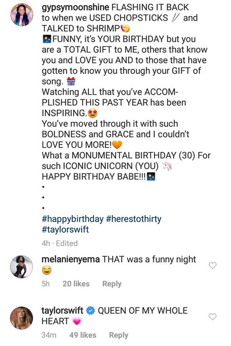 Taylor commented on some of her friend’s Instagram... | You Call It ...