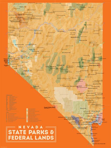 Nevada State Parks & Federal Lands Map 18x24 Poster - Best Maps Ever