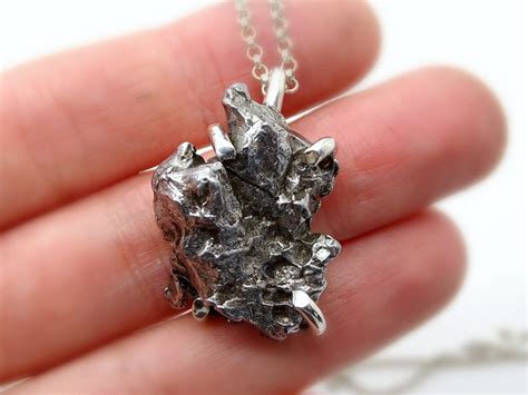 Real Meteorite Pendant Silver Mens Necklace Meteorite Cool - Etsy