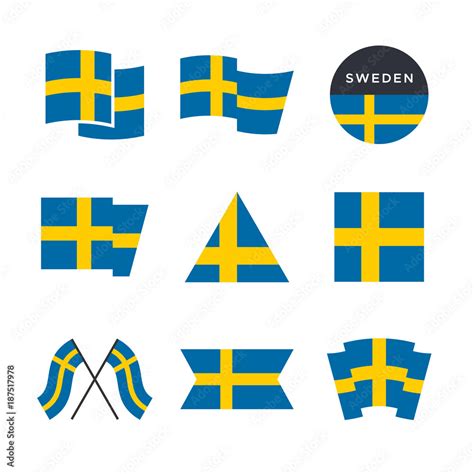 Sweden flag vector icons and logo design elements with the Swedish flag ...