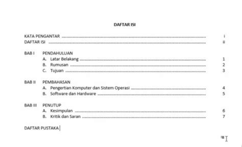 Contoh Daftar Isi Skripsi Makalah Proposal Laporan Yang Benar - Riset