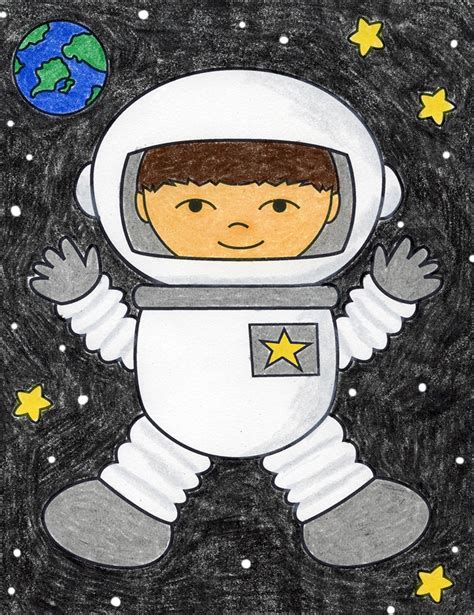 Easy How to Draw an Astronaut Tutorial and Coloring Page