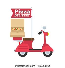 Pizza Delivery Scooter Flat Style Isolated Stock Vector (Royalty Free ...