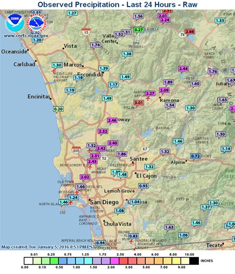 San Diego Weather Center : SAN DIEGO RAIN TOTALS: TUESDAY 1/5/2015