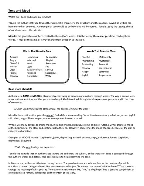 Tone-Mood Worksheet