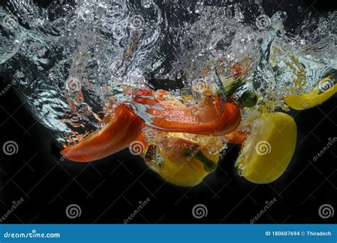 Red and Yellow Bell Pepper, Turned into Chunks Stock Photo - Image of ...