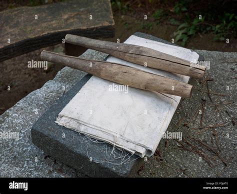 Fulling cloth - traditional equipment in Korea Stock Photo - Alamy