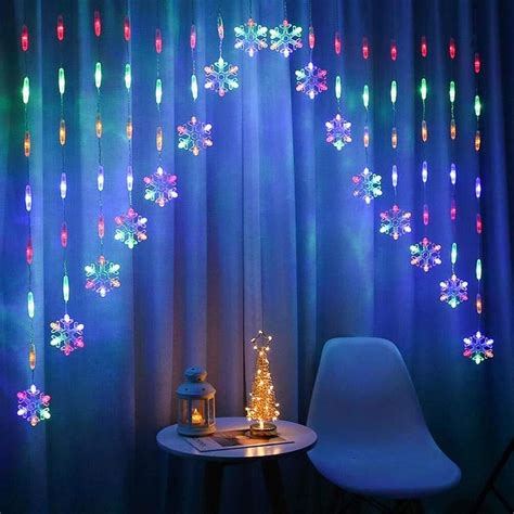 DANYIN Snowflake Curtain String Lights Inverted V-Shaped, Hanging ...