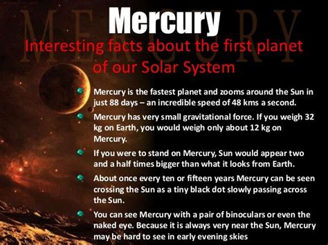 Interesting facts about the first planet of our Solar System Mercury is ...