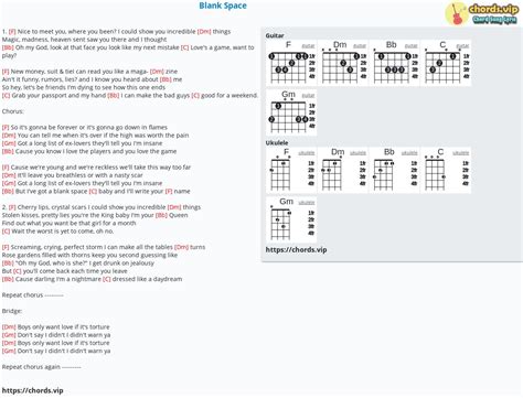 Chord: Blank Space - tab, song lyric, sheet, guitar, ukulele | chords.vip