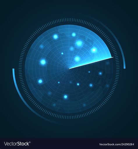 Sonar display with scanning radar screen Vector Image