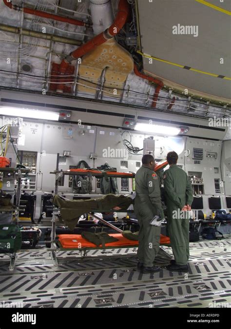 Interior of C130 Military Aircraft on tarmac at McGuire United States ...