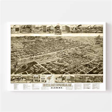 Vintage Map of Birmingham, Alabama 1885 by Ted's Vintage Art