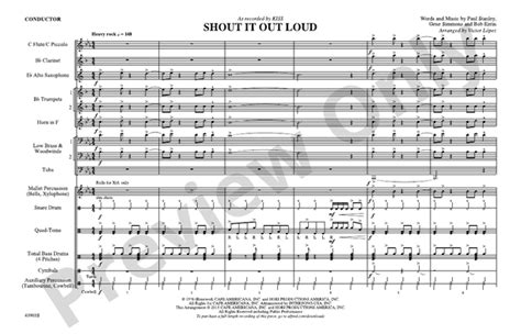 Shout It Out Loud: Marching Band Conductor Score & Parts: KISS ...