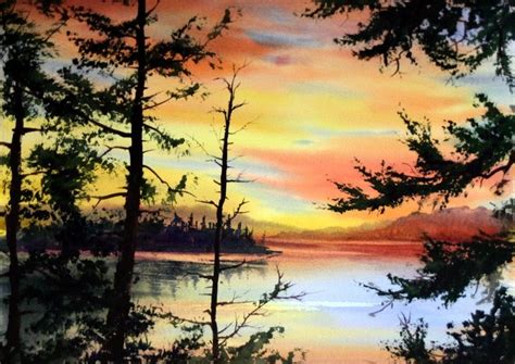 Susie Short's Watercolor Splashes & Splatters: Sunset Sky with Tree ...