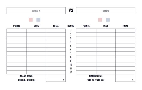 Printable Boxing Scorecard - Printable Word Searches