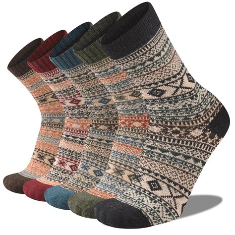 Mens Winter Wool Socks - Husfou 5 Pairs Thermal Warm Soft Crew Socks ...