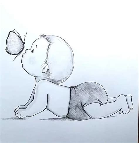 Cute Baby Drawings, Girl Drawing Sketches, Art Drawings Sketches Pencil ...