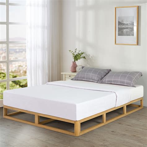 Zinus Industrial Pine Wood Bed Frame Low Bed Base Mattress Foundation ...