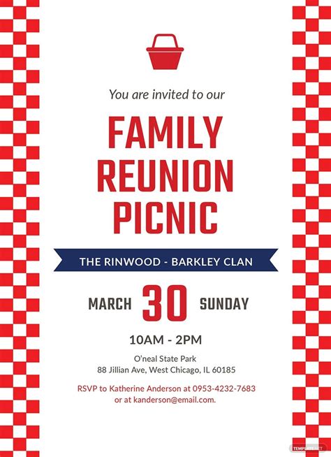 Family Reunion Picnic Invitation Template in Pages, Publisher ...