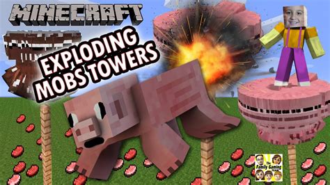 Mike's Minecraft Exploding Mobs Towers! Cruel Way to Spawn Pigs, Cows ...