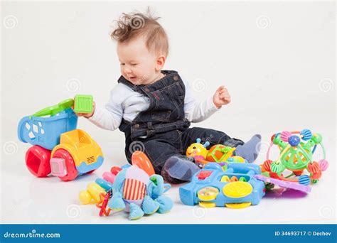 Happy Baby Playing With Toys Stock Image - Image of person, activity ...