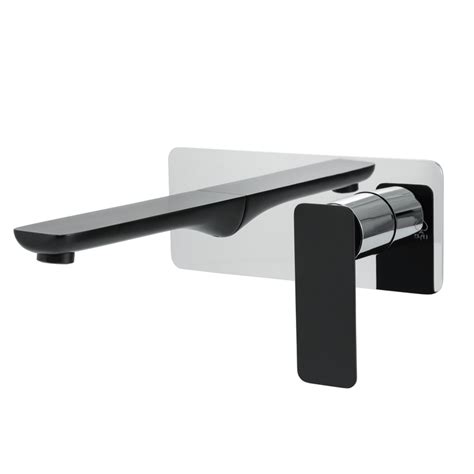 BAI 0679 Single Handle Contemporary Wall Mounted Bathroom Faucet in Bl ...