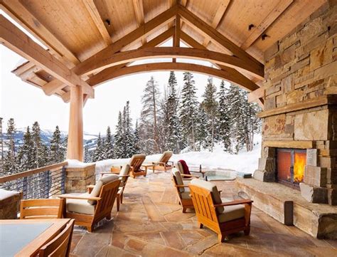 Ski lodge, outdoor fireplace | Showroom Lovin | Pinterest | Outdoor ...