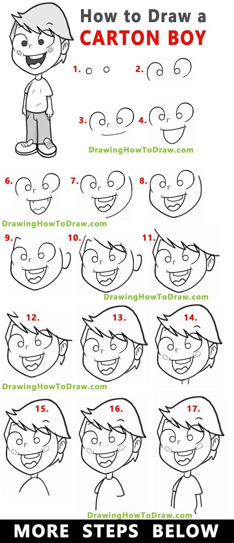 How to Draw a Cartoon Boy Standing With Easy Step by Step Drawing ...