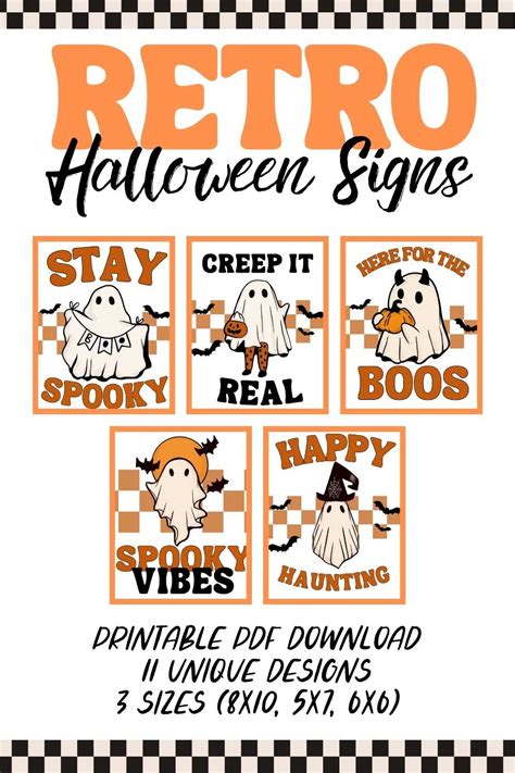 Printable Retro Ghost Halloween Signs to Decorate Your Home