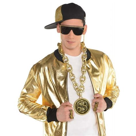 Old School Bling Mens Adult 90S Hip Hop Rapper Costume Dollar Necklace ...