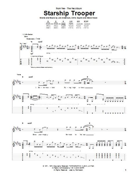 Yes Starship Trooper Sheet Music Notes, Chords | Sheet music notes ...