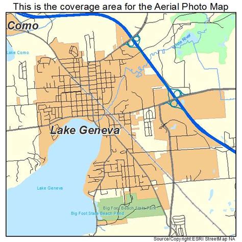 Aerial Photography Map of Lake Geneva, WI Wisconsin