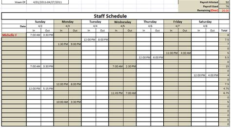 6 Free Staff Schedule Templates using MS Excel and MS Word