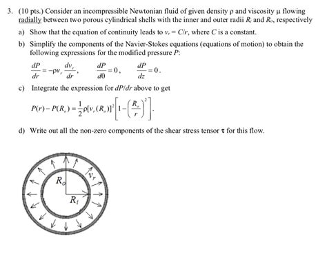 Solved 3. (10 pts.) Consider an incompressible Newtonian | Chegg.com