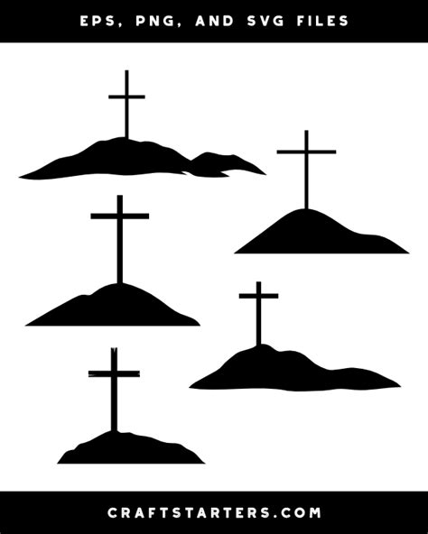 Cross On Hill Silhouette Clip Art