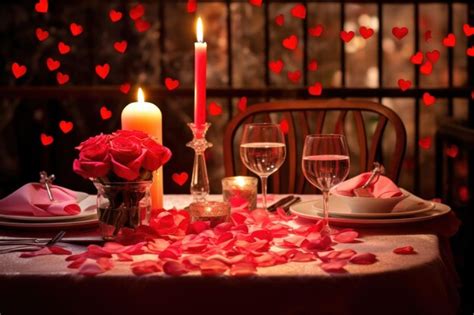 Premium Photo | Valentines day table place setting with roses ...