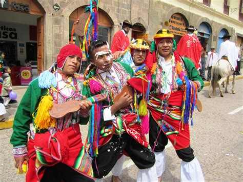 Men dancing in traditional costume in Cusco, Peru: Carnival in Cusco ...