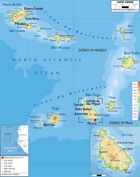 Physical Map of Cape Verde - Ezilon Maps