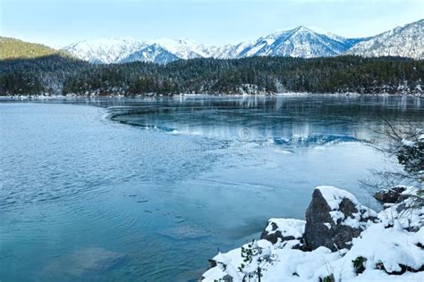 Eibsee lake winter view. stock image. Image of eibsee - 60204317