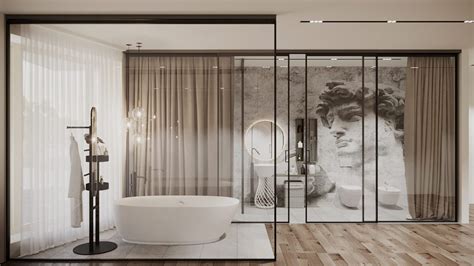 Glass wall bathroom | Interior Design Ideas