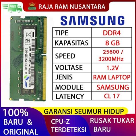 Jual RAM LAPTOP SAMSUNG DDR4 8GB 3200 MHz 25600 ORI GAMING RAM NB DDR4 ...