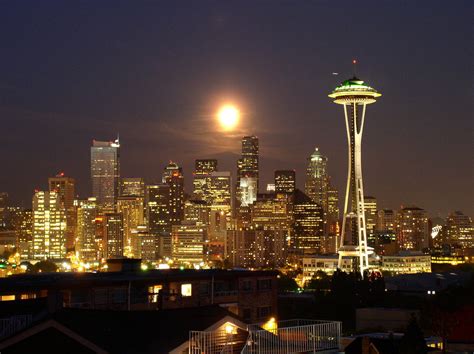 Seattle night skyline Free Photo Download | FreeImages