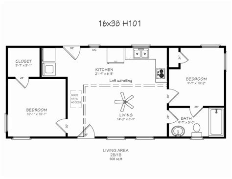 Two Bedroom 16X40 Cabin Floor Plans - floorplans.click