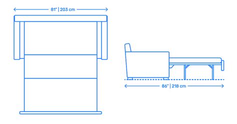 Vesper Queen Sleeper Sofa Dimensions Drawings Com