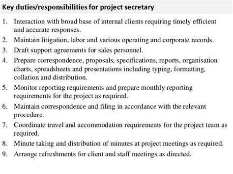 Project secretary job description