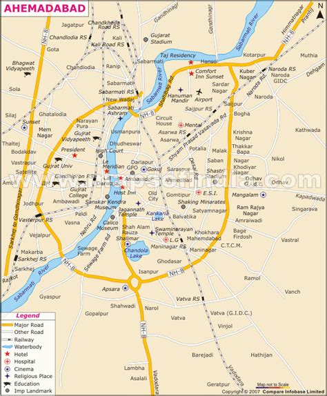 A) Ahmedabad City Map B) Selected Stretch of C.G Road | Download ...